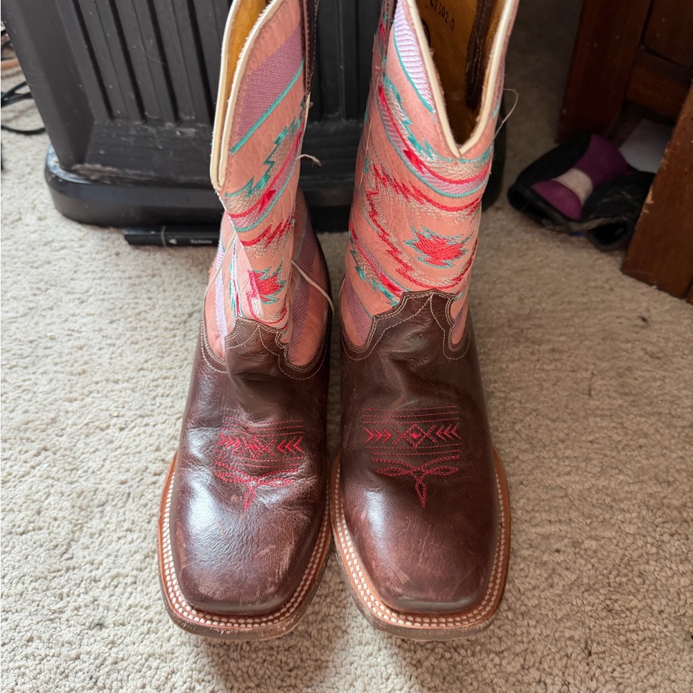 Roper Pink and Brown Heeled Boots